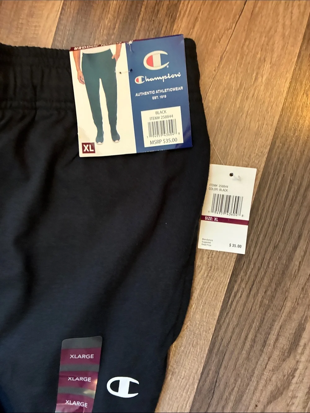 Champion Black Men's Jogger Sweatpants w/Pockets- 100% Cotton- Size XL- NWT